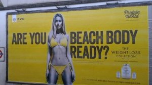Protein World's beach body ad on the London underground